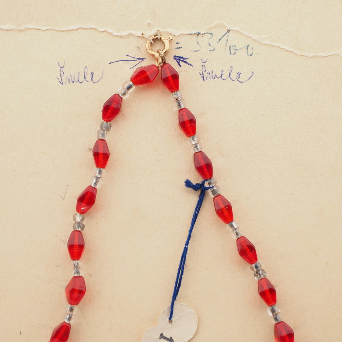 Vintage Czech necklace gradual red bicone glass beads 