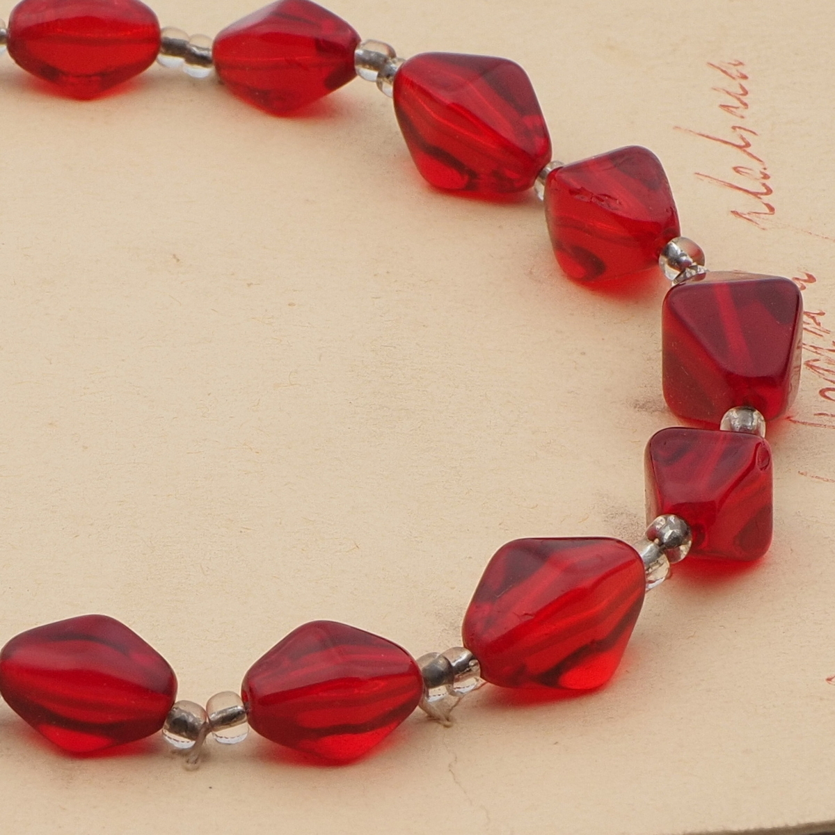 Vintage Czech necklace gradual red bicone glass beads 