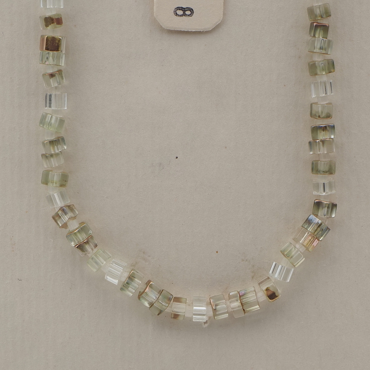 Vintage Czech necklace clear lustre pentagon rondelle glass beads 