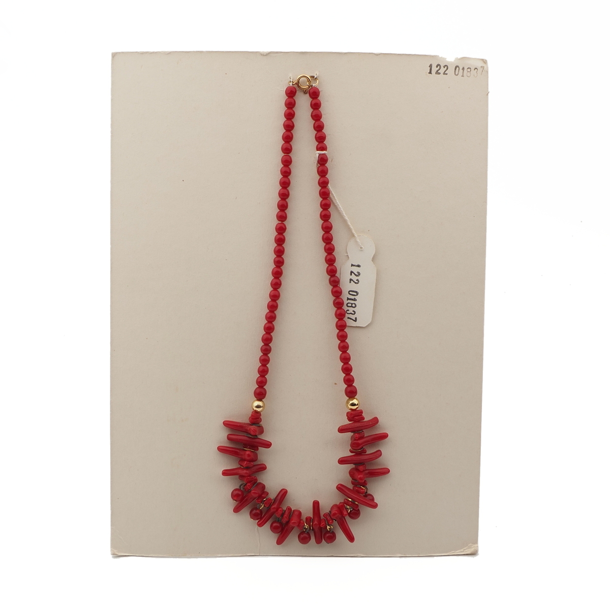 Vintage Czech necklace red tribal style coral glass beads 
