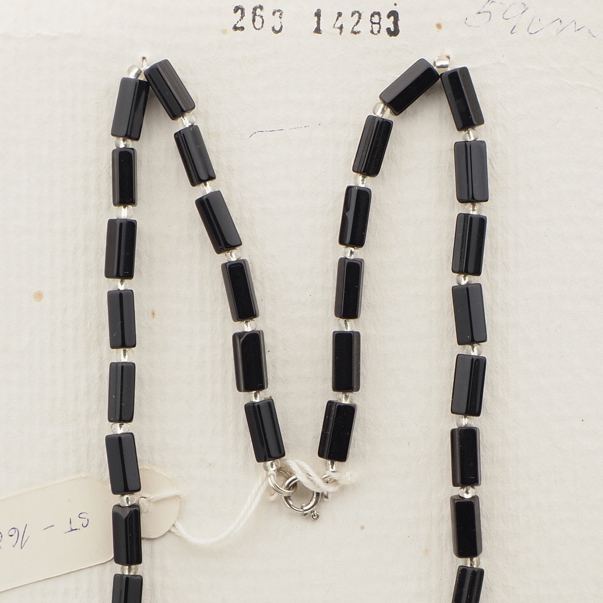 Vintage Czech necklace black rondelle pentagon pearl glass beads 