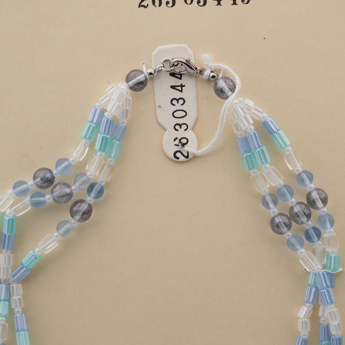 Vintage Czech 3 strand necklace blue clear pearl glass beads 