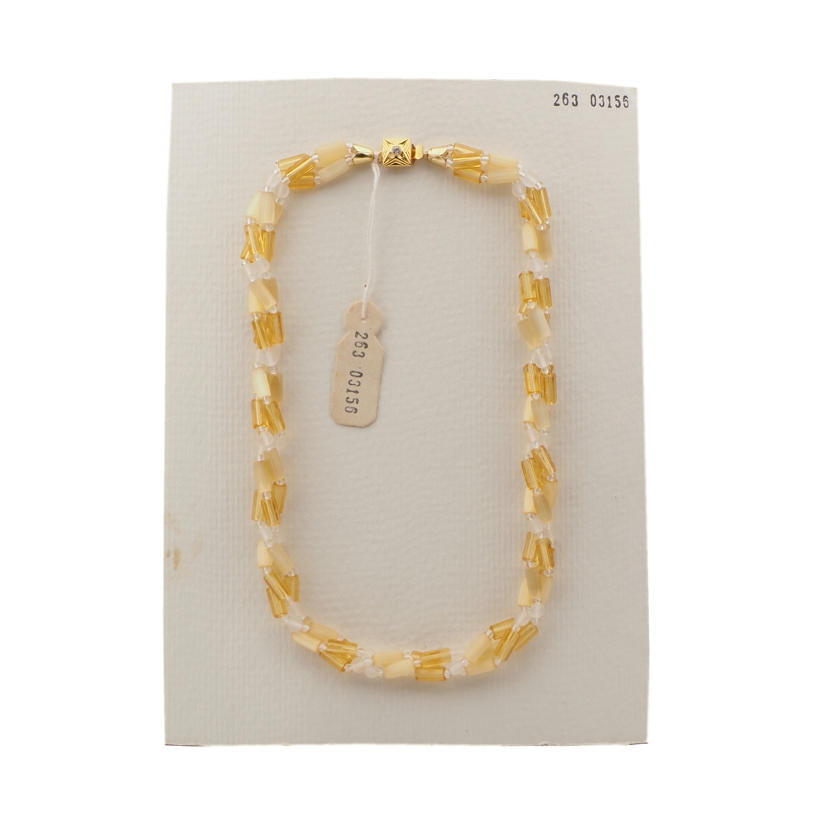 Vintage Czech 3 strand necklace topaz frost satin atlas glass beads 