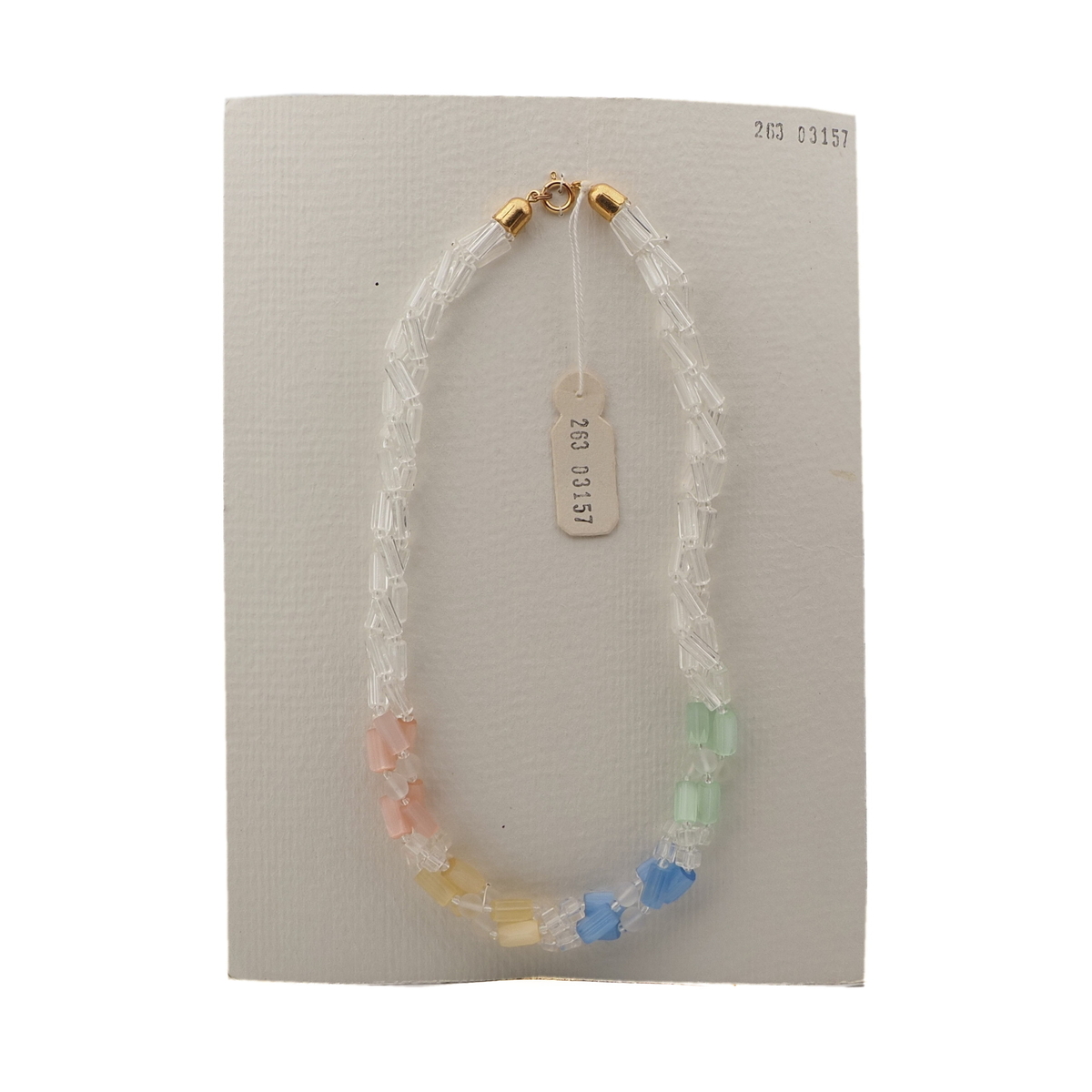 Vintage Czech 3 strand necklace clear frost satin atlas glass beads 
