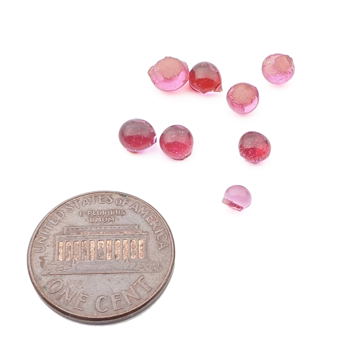 Lot (8) Czech antique pink glass cabochon drops craft supplies