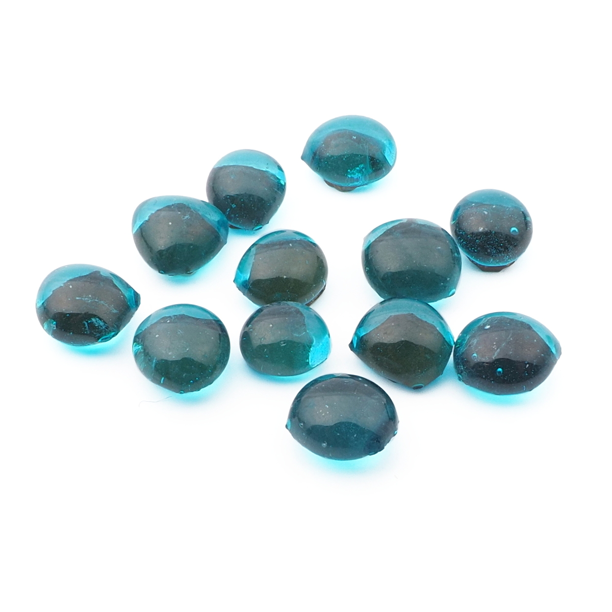 Lot (12) Czech antique aqua blue glass cabochon drops craft supplies