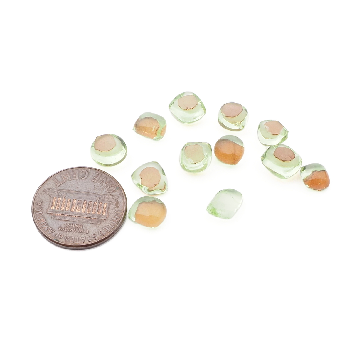 Lot (12) Czech antique yellow glass cabochon drops craft supplies