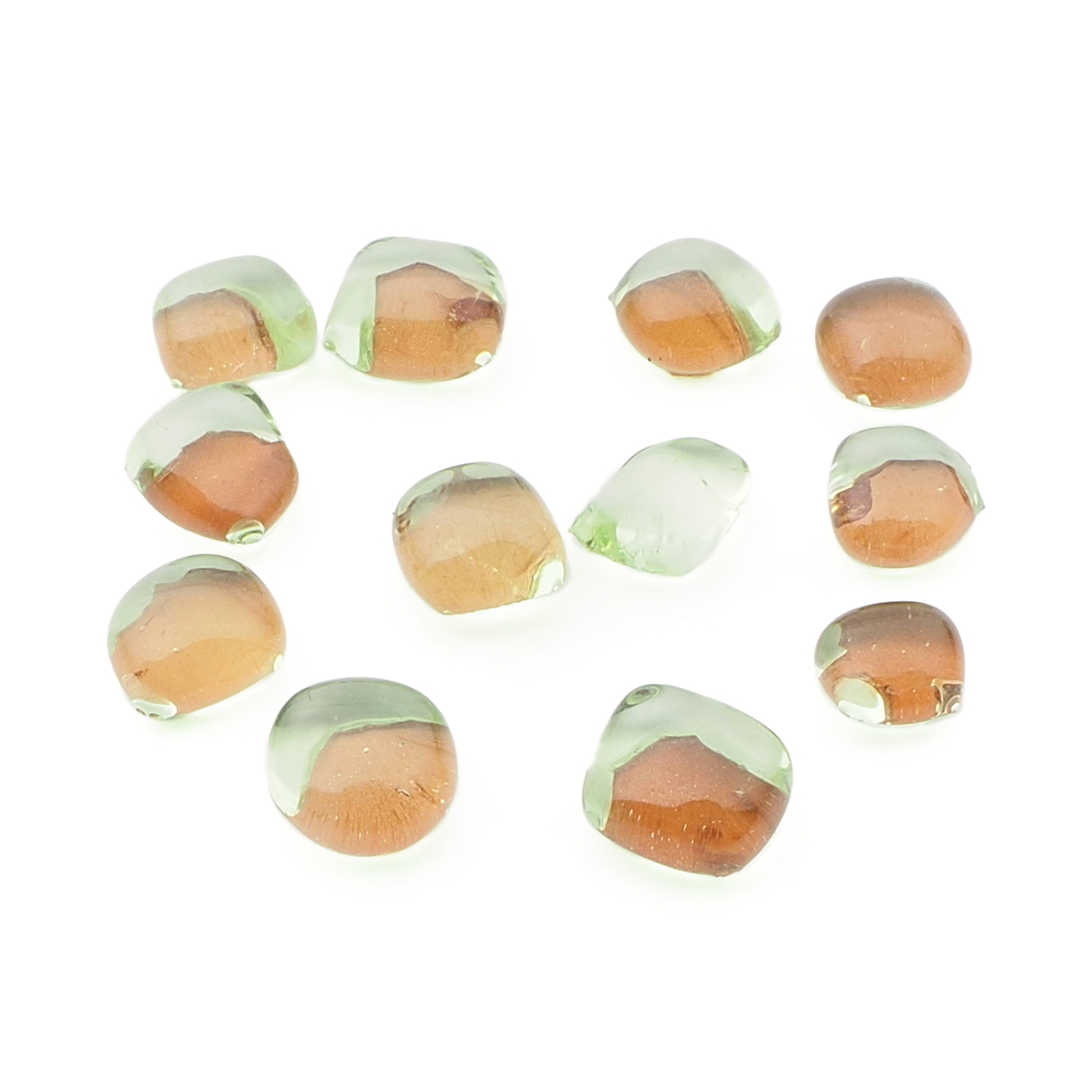Lot (12) Czech antique yellow glass cabochon drops craft supplies