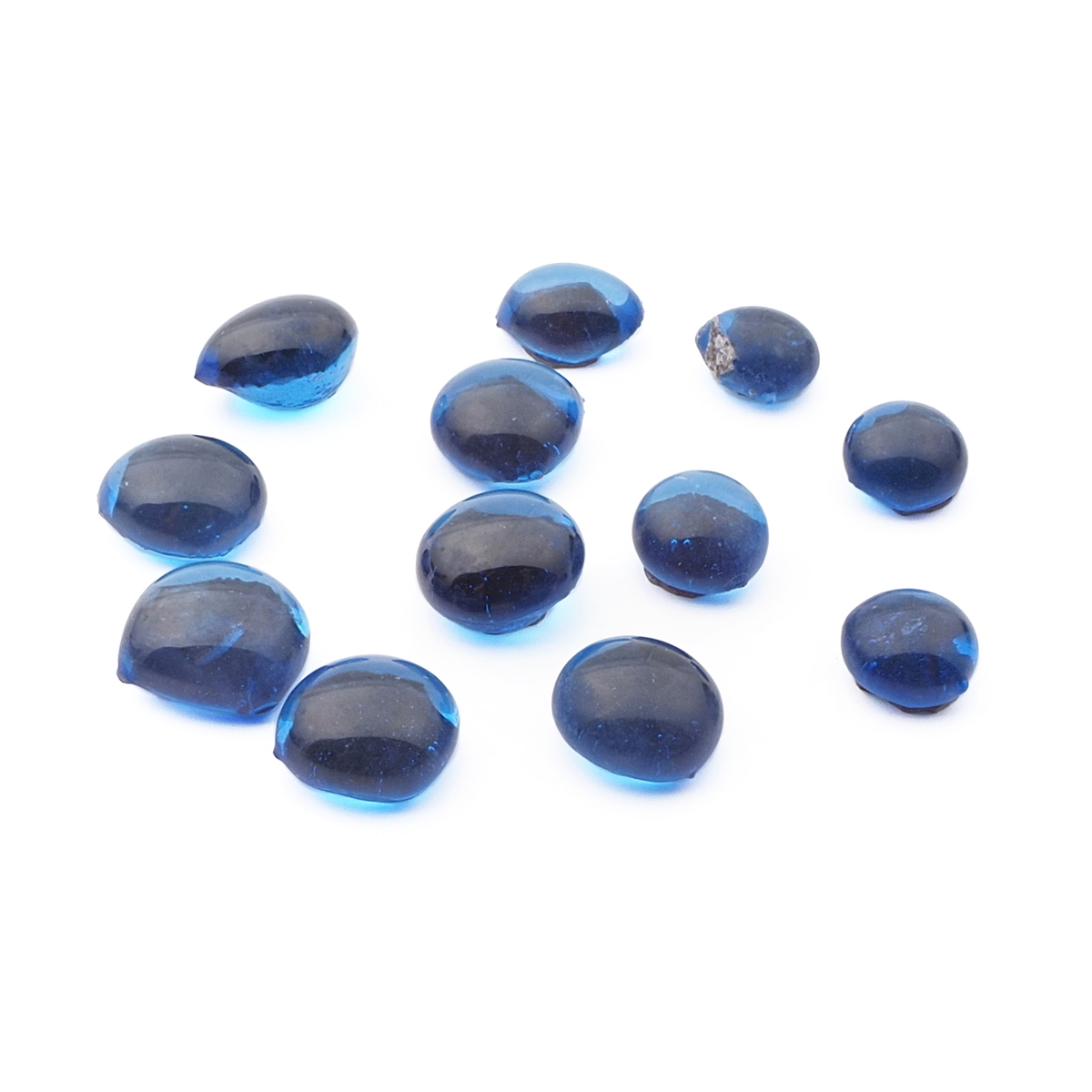 Lot (12) Czech antique Sapphire blue glass cabochon drops craft supplies
