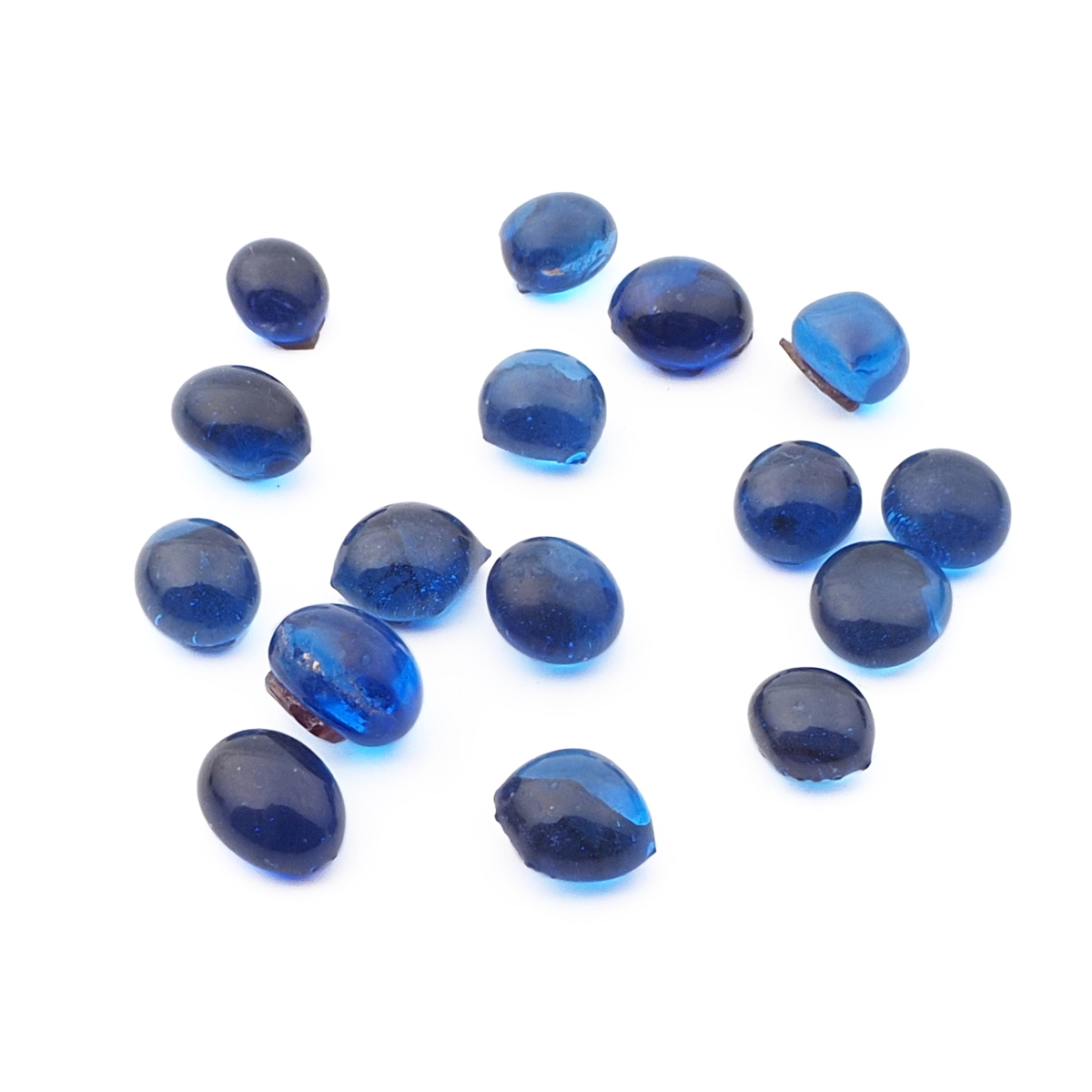 Lot (16) Czech antique Sapphire blue glass cabochon drops craft supplies