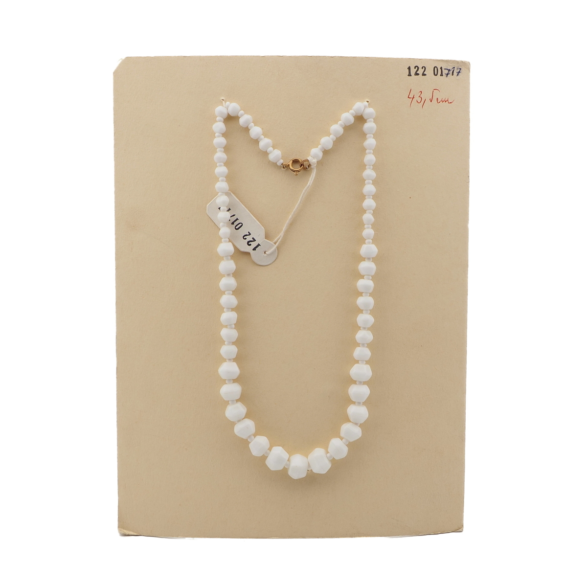 Vintage Czech necklace white hexagon faceted glass beads 