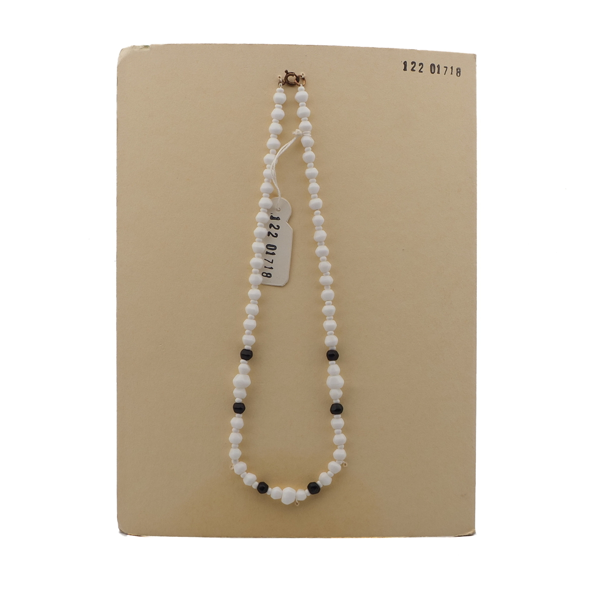 Vintage Czech necklace gradual black white hexagon faceted glass beads 17"