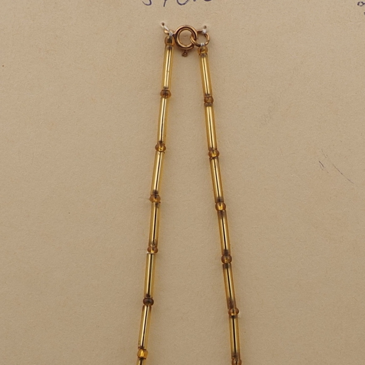 Vintage Czech necklace frost pink gold lined topaz glass beads