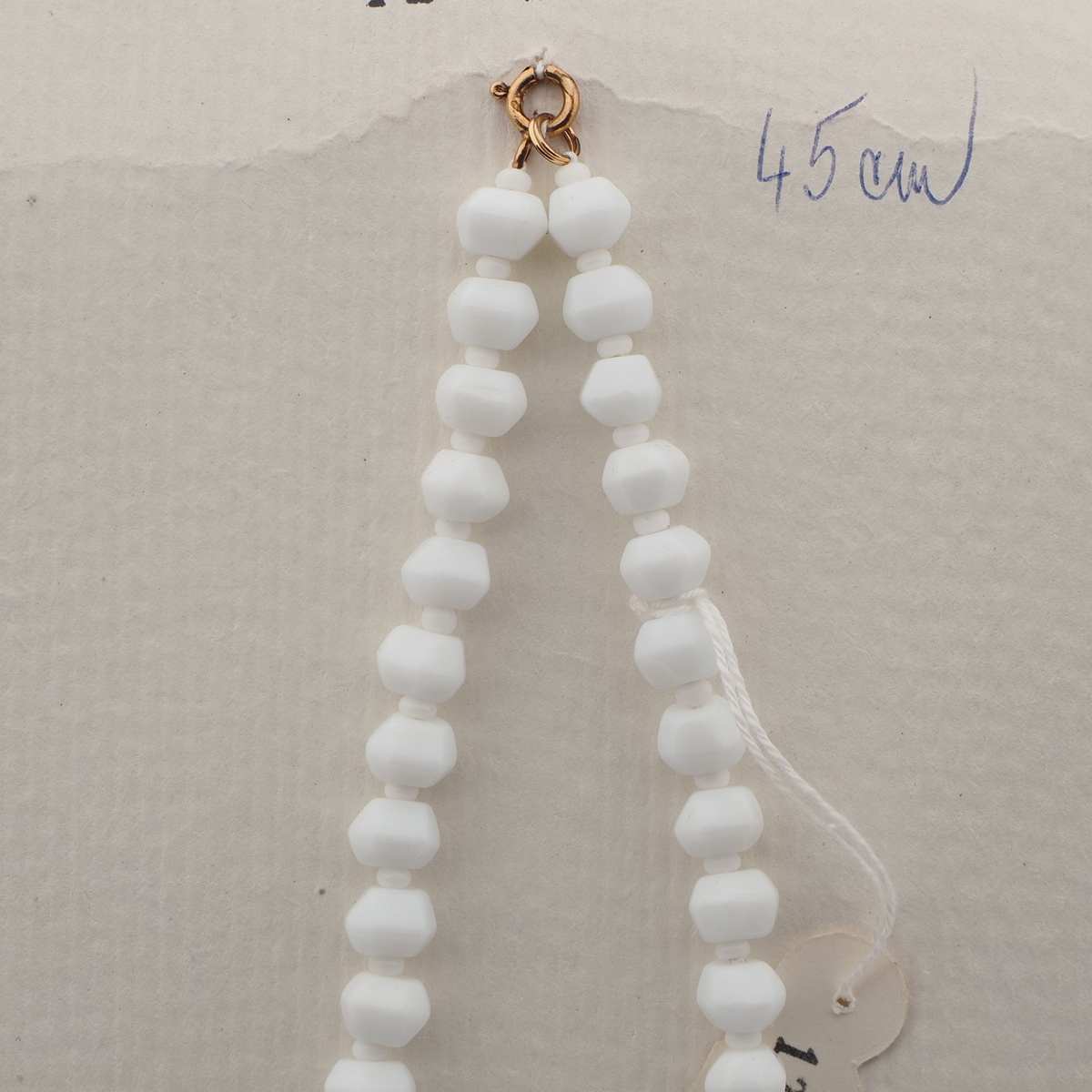 Vintage Czech necklace white hexagon faceted glass beads 