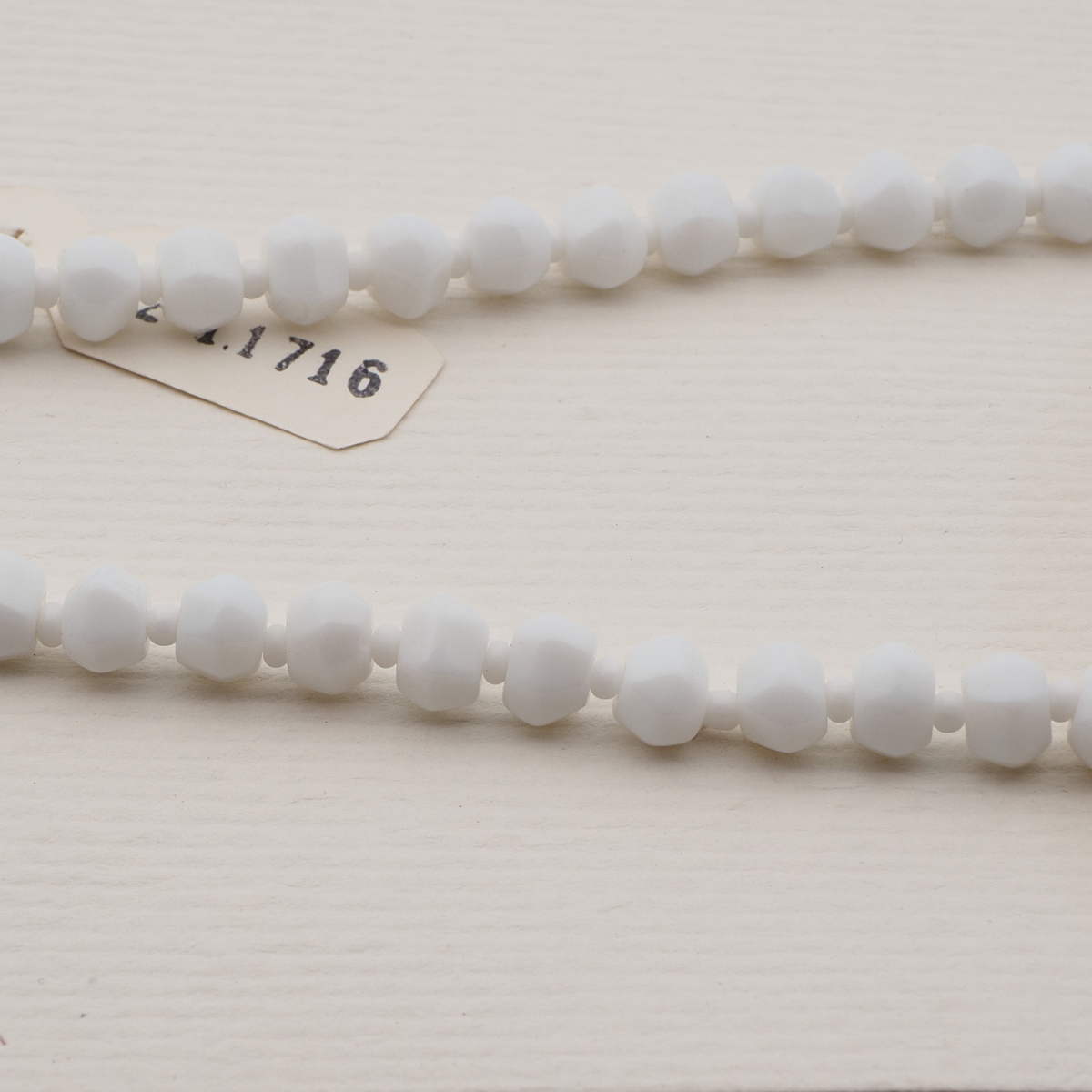 Vintage Czech necklace white hexagon faceted glass beads 