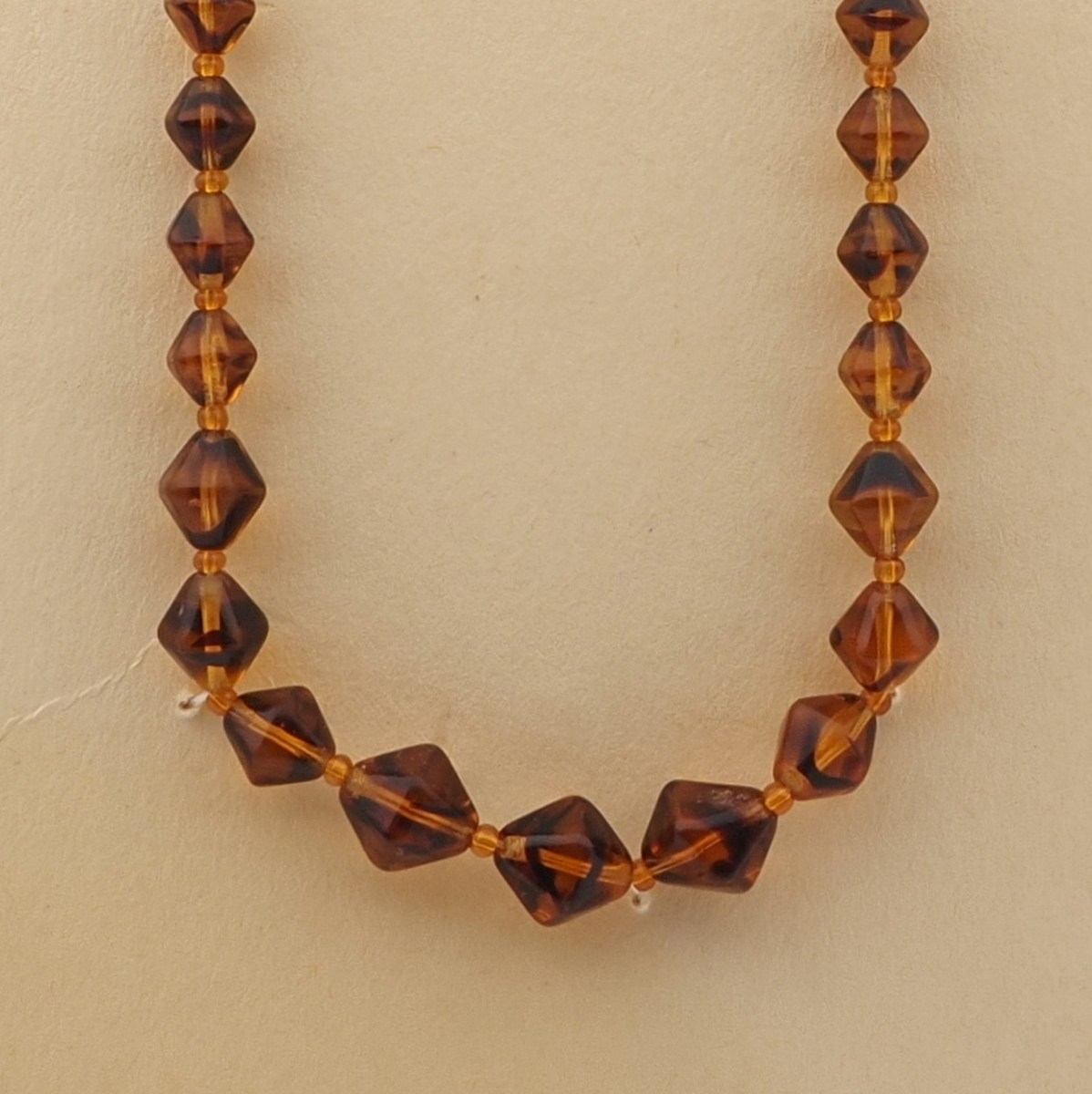 Vintage Czech necklace element glasses holder topaz bicolor bicone glass beads