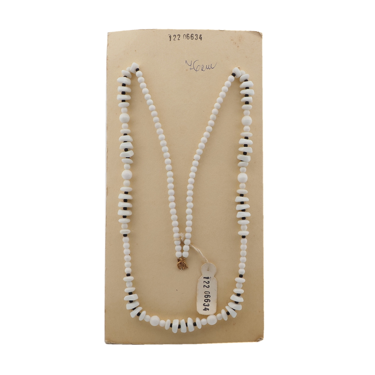 Vintage Czech necklace white round rondelle chip glass beads