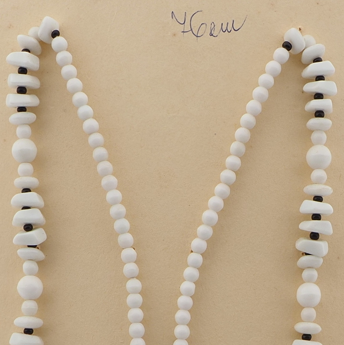Vintage Czech necklace white round rondelle chip glass beads