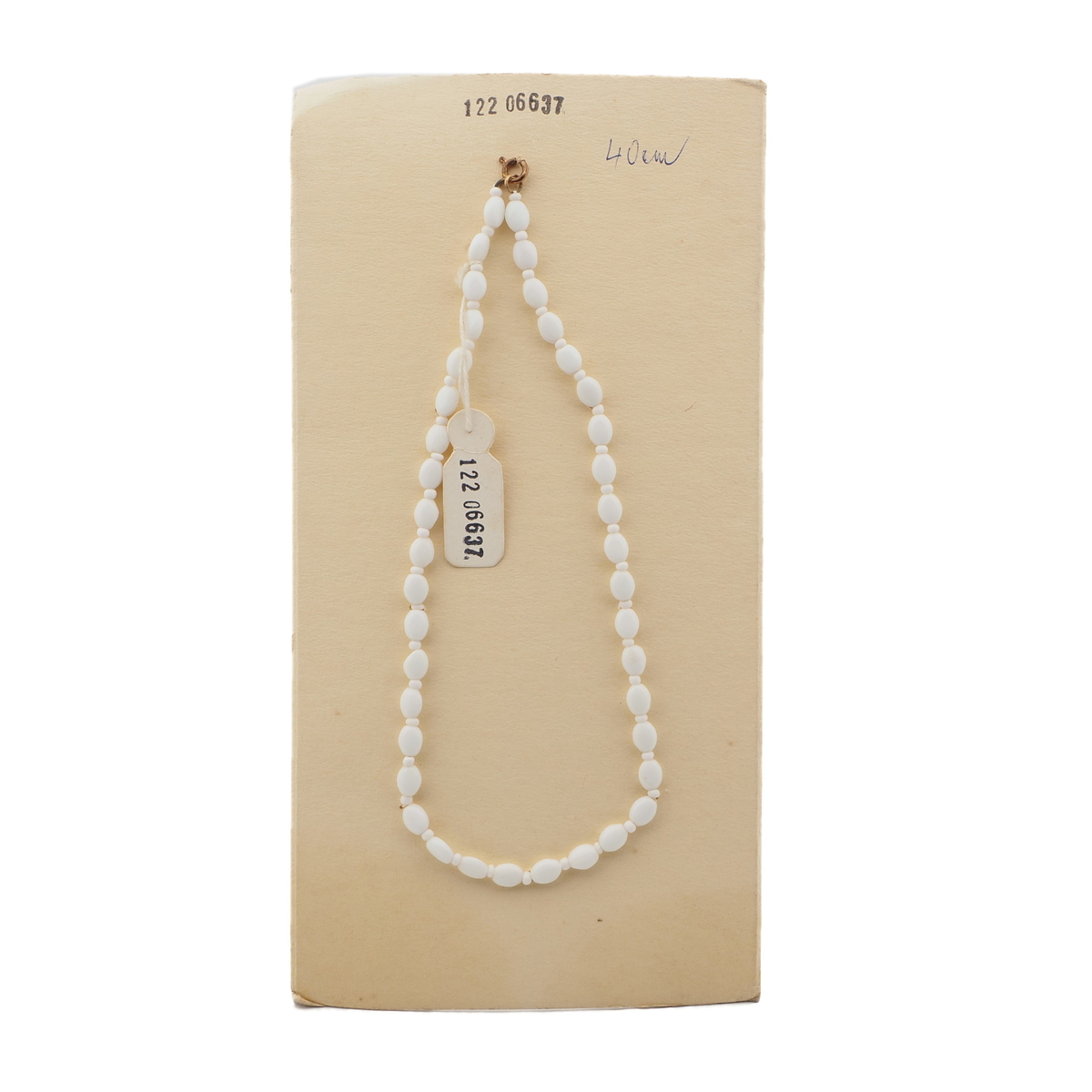Vintage Czech necklace white oval glass beads 