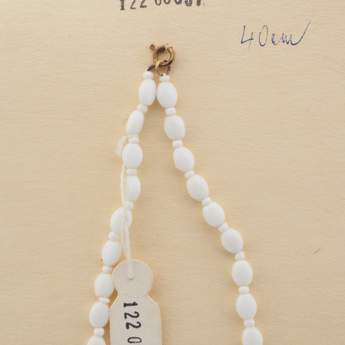 Vintage Czech necklace white oval glass beads 