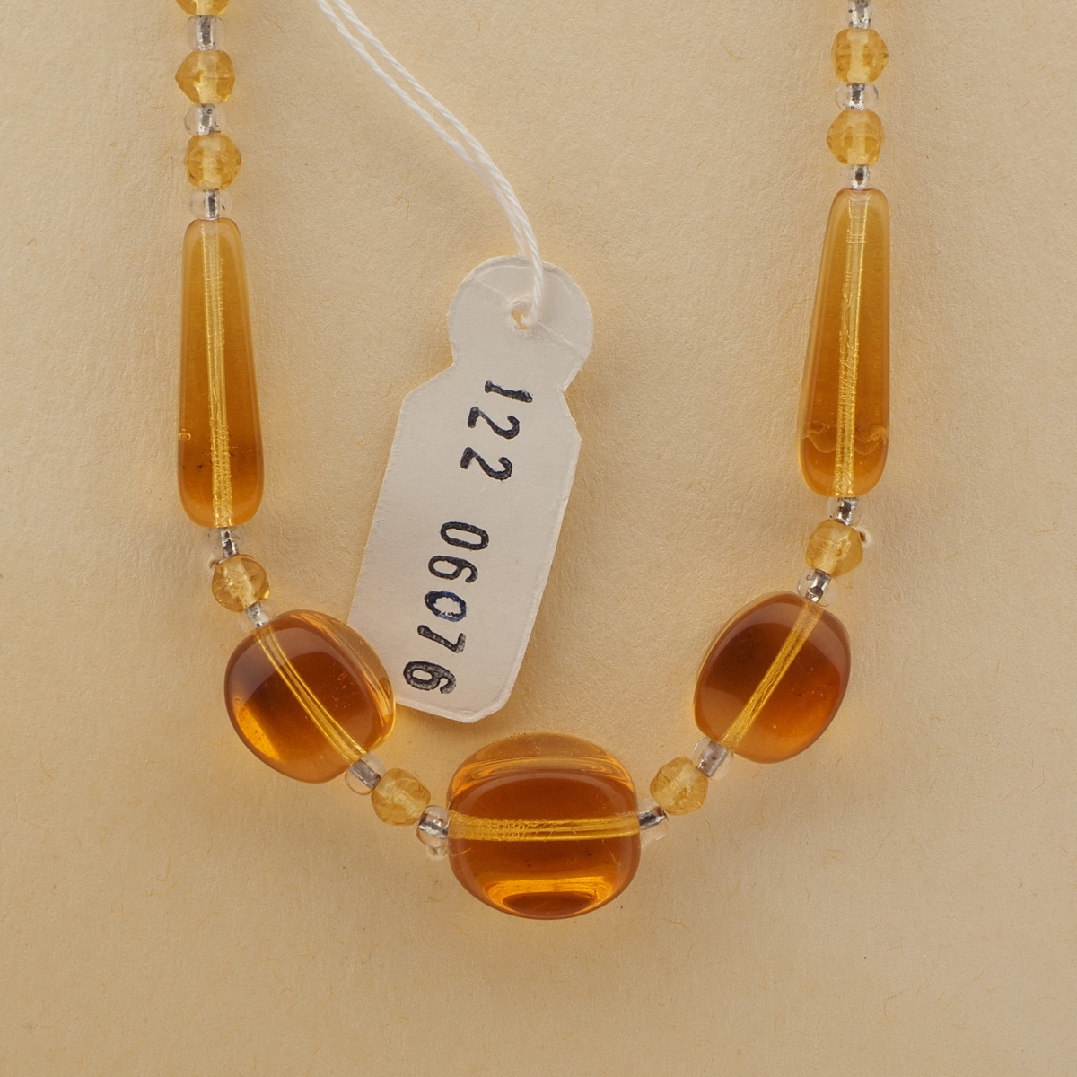 Vintage Czech necklace element glasses holder golden topaz glass beads 