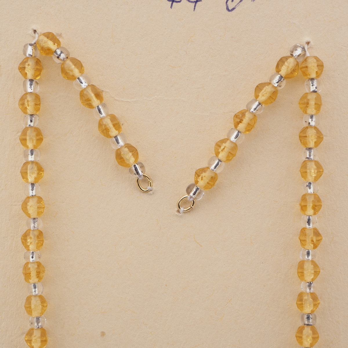 Vintage Czech necklace element glasses holder golden topaz glass beads 