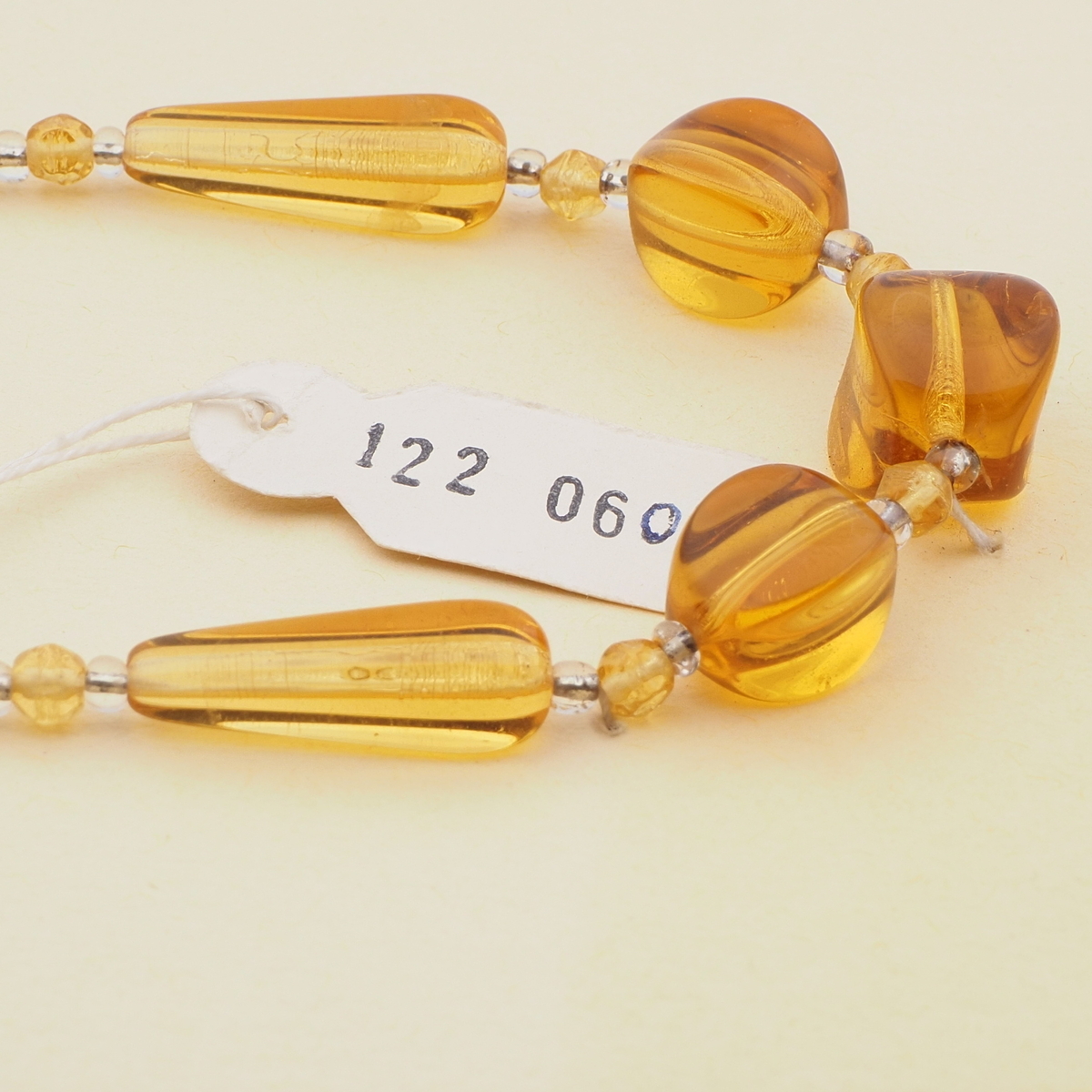 Vintage Czech necklace element glasses holder golden topaz glass beads 