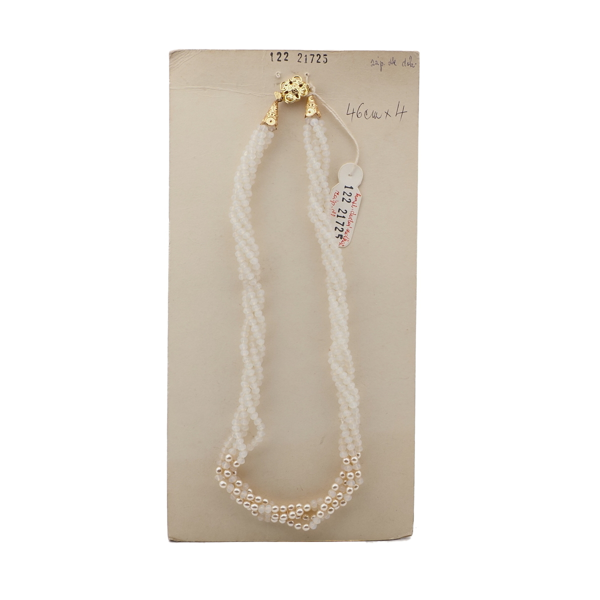 Vintage Czech 4 strand necklace opaline pearl glass beads 