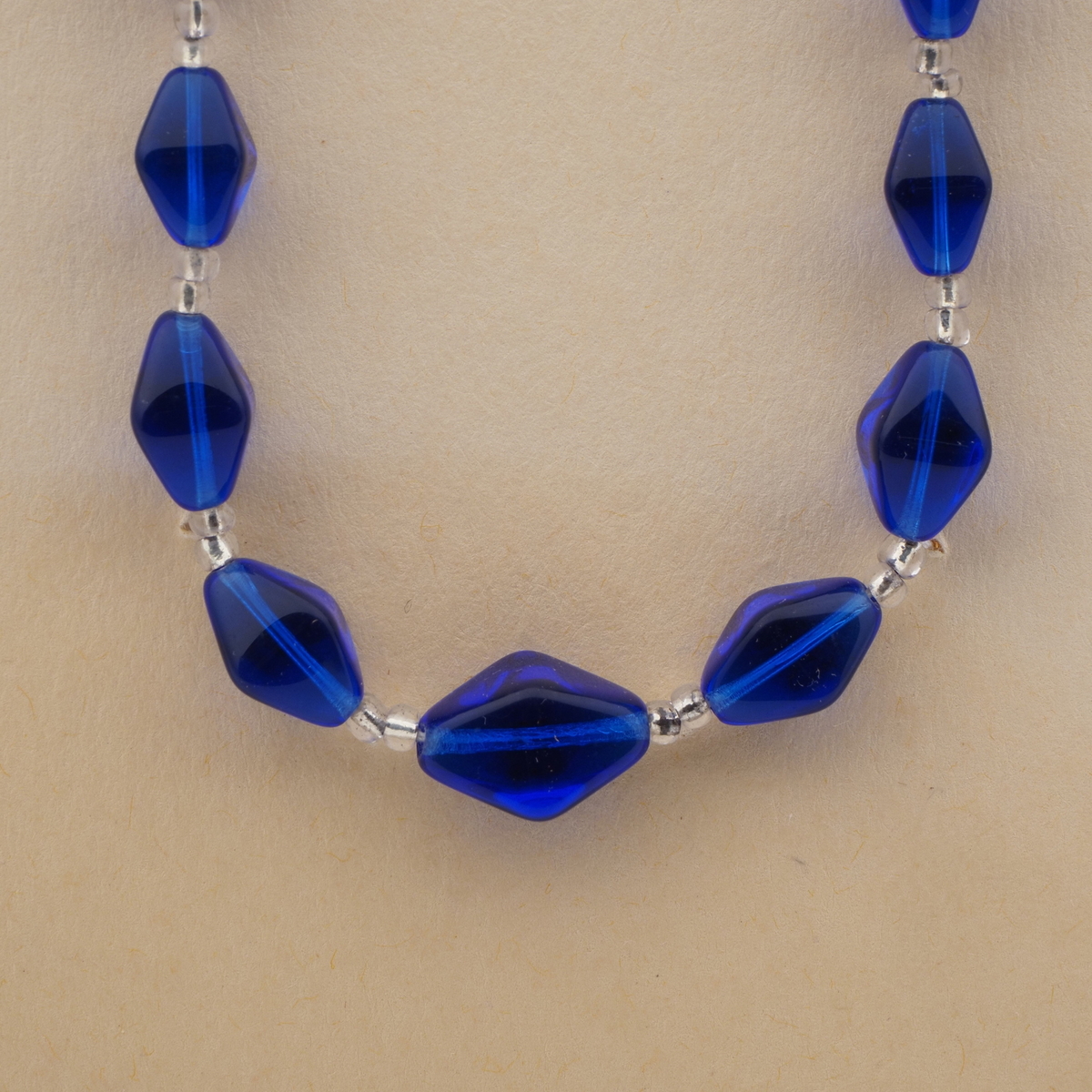 Vintage Czech necklace element glasses holder blue bicone glass beads 