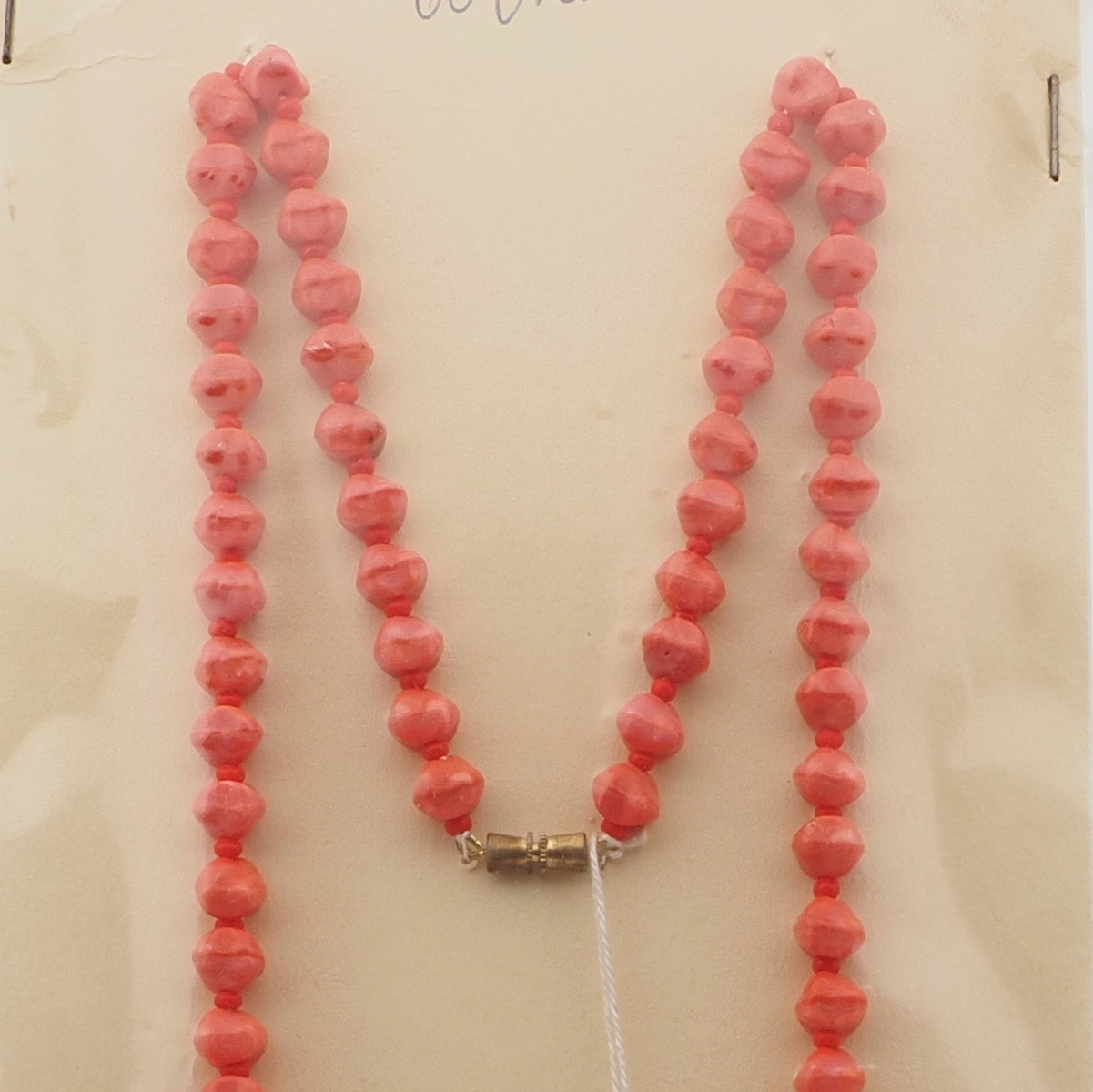 Vintage Czech necklace orange marble trade glass beads 