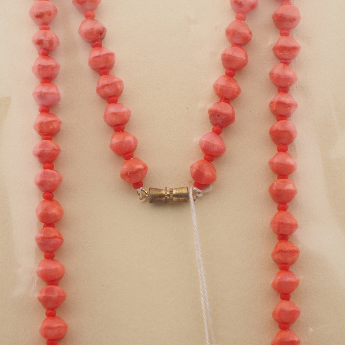 Vintage Czech necklace orange marble trade glass beads 