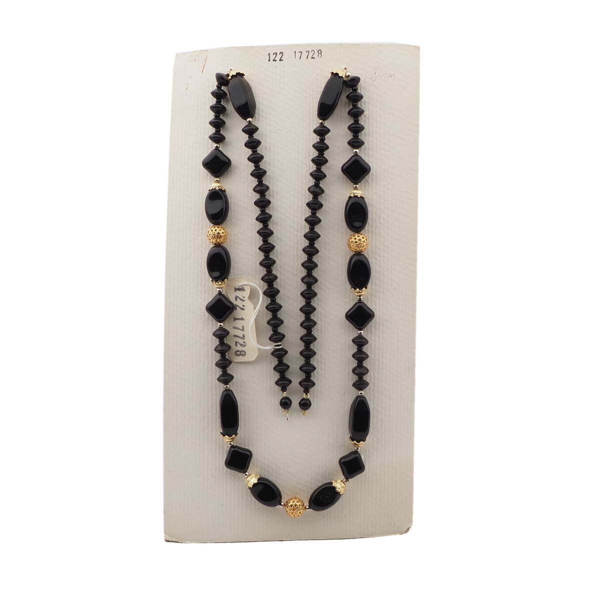 Vintage Czech necklace element glasses holder black glass beads 31"