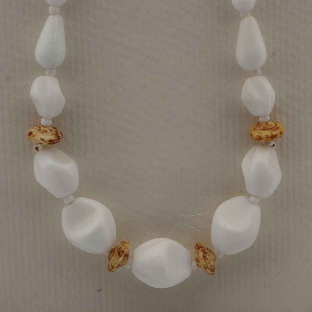Vintage Czech necklace element glasses holder white marble glass beads