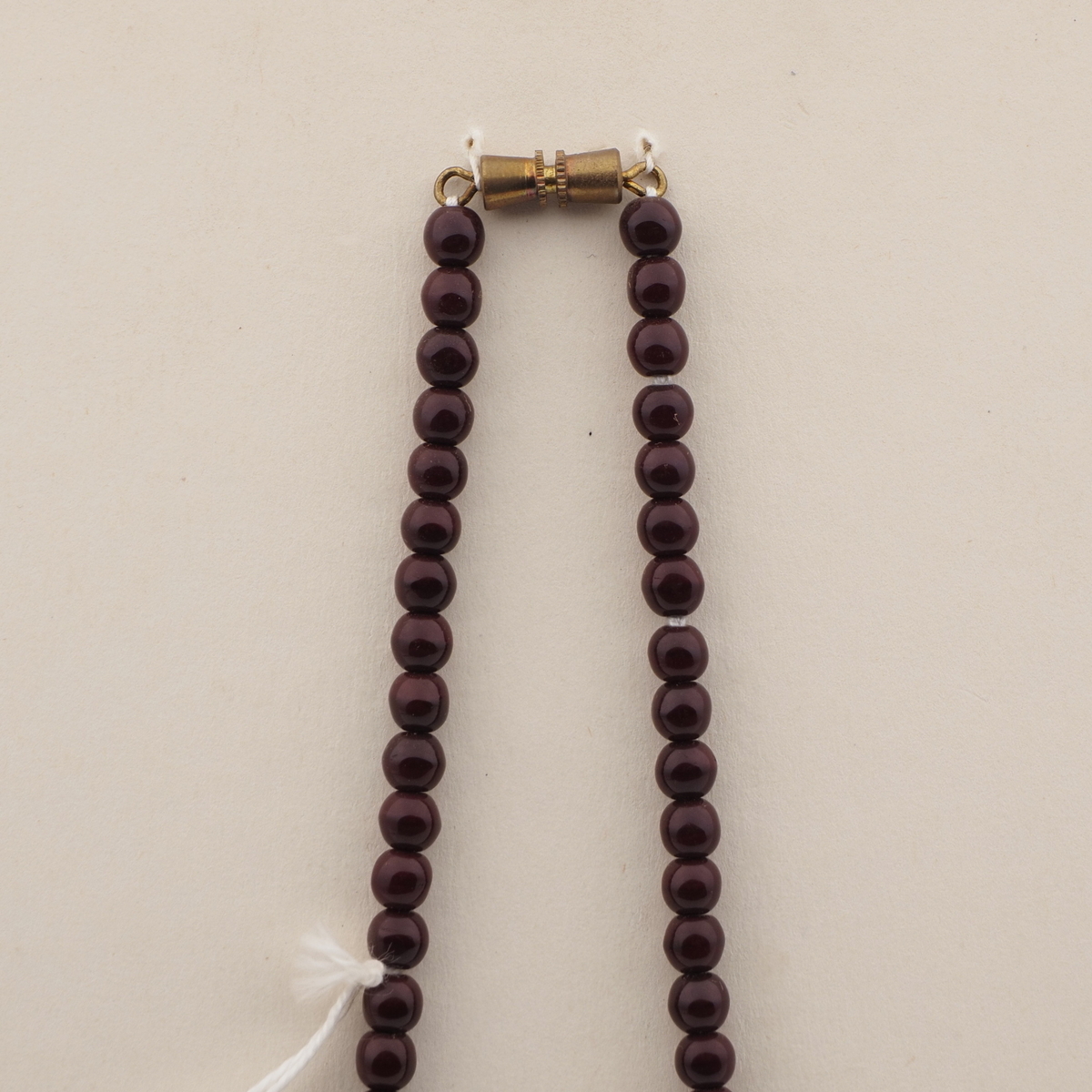 Vintage Czech necklace brown marble beige glass beads 