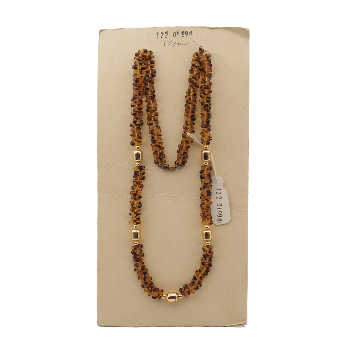 Vintage Czech necklace tortoise topaz bicolor glass beads 