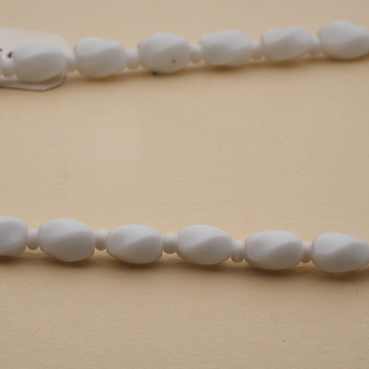 Vintage Czech necklace white oval twist glass beads 