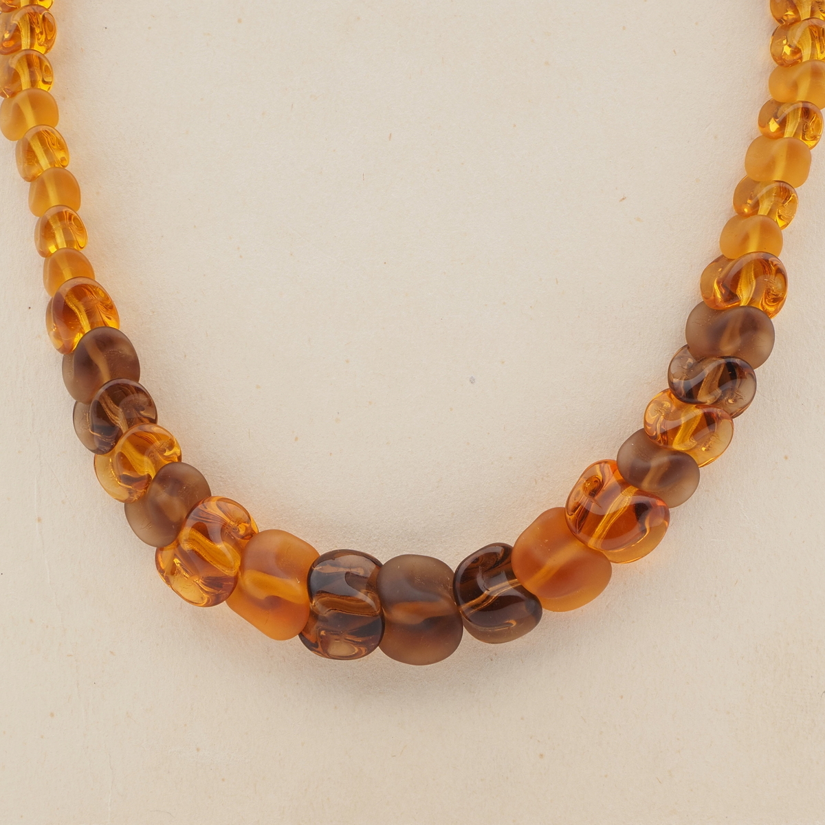 Vintage Czech necklace interlocking topaz glass beads