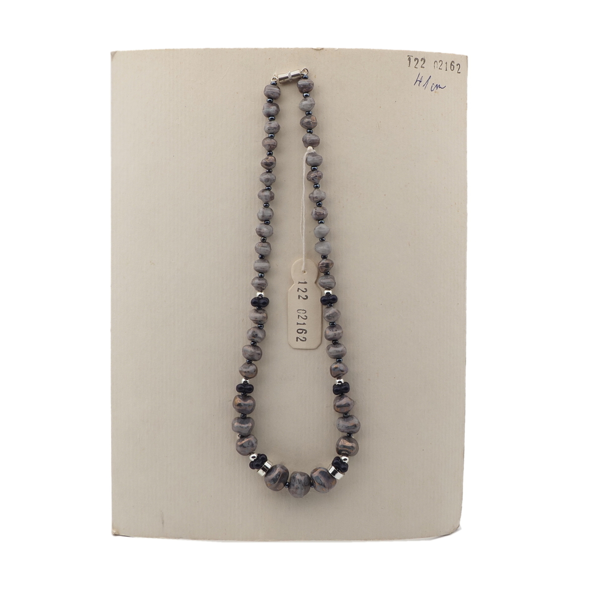 Vintage Czech necklace marble nugget glass beads 16"
