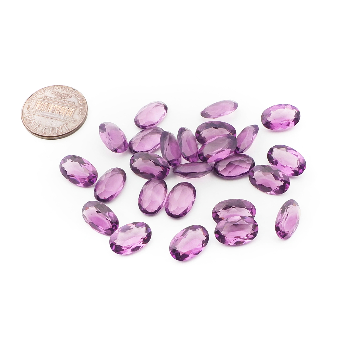 Lot (25) Czech vintage oval purple amethyst glass rhinestones 11x7mm