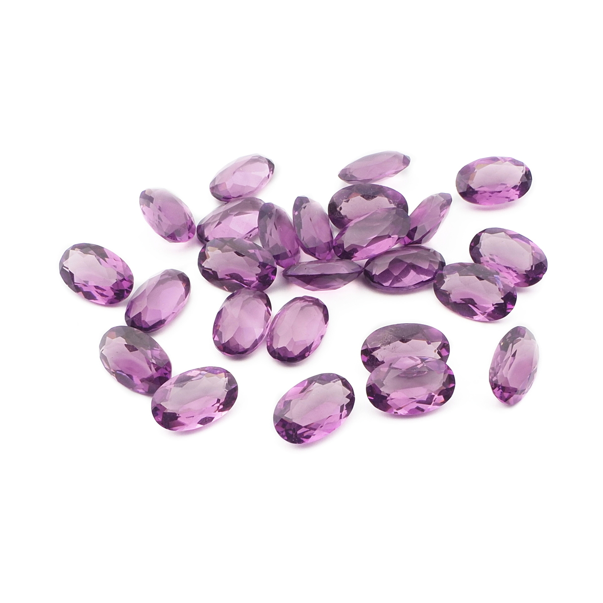 Lot (25) Czech vintage oval purple amethyst glass rhinestones 11x7mm