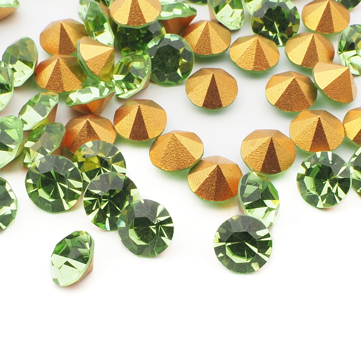 Lot (105) Czech vintage foiled citrine yellow glass rhinestones 7mm