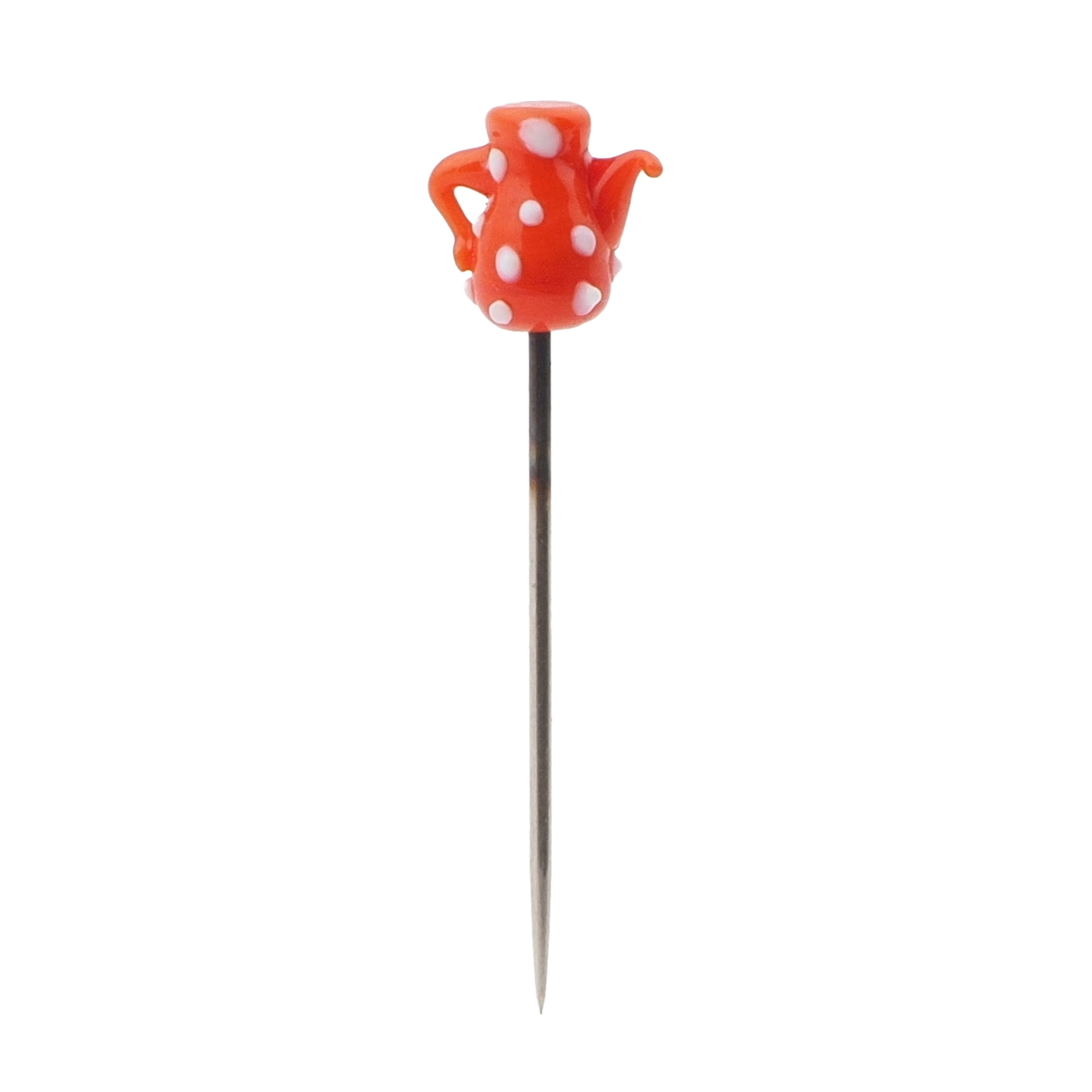 Vintage Czech lampwork red glass teapot hat pin