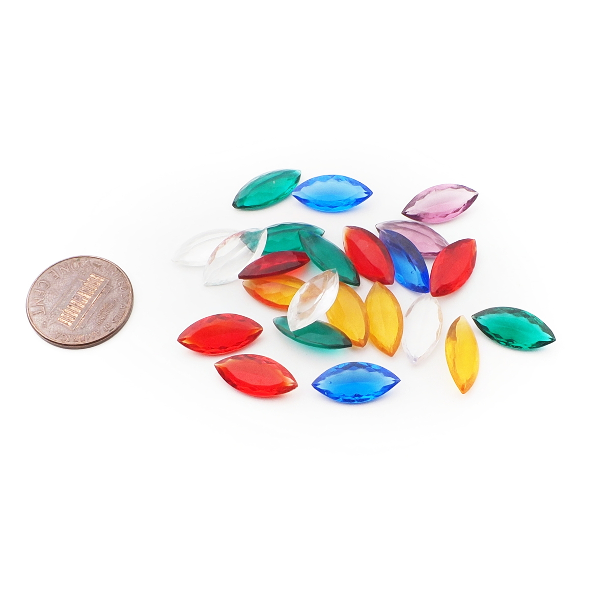 Lot (23) Czech vintage oval eye faceted glass rhinestones 15x7mm