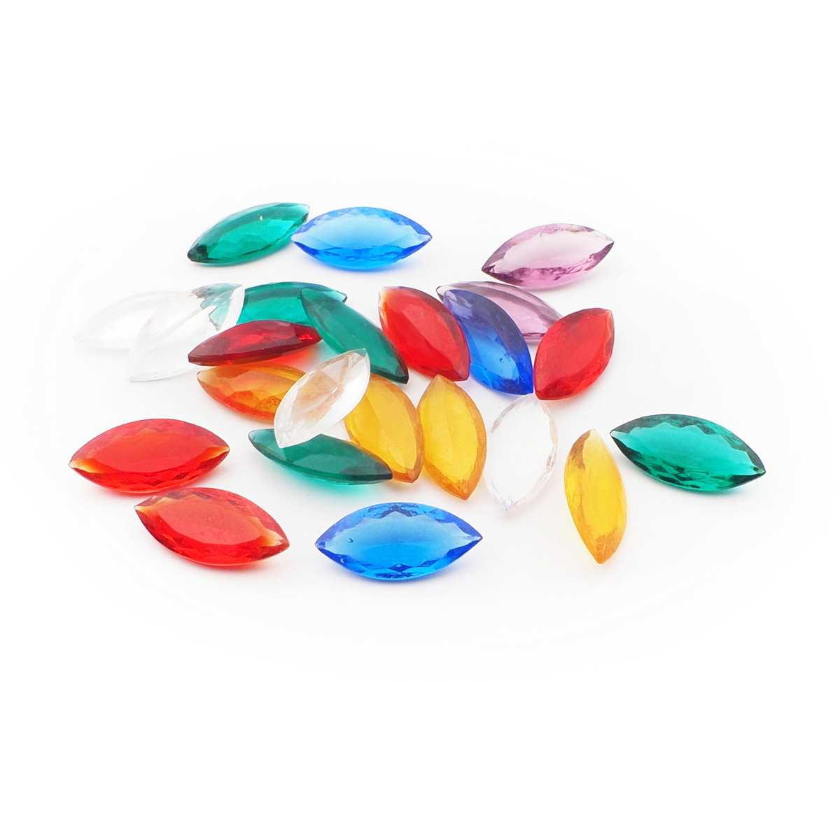 Lot (23) Czech vintage oval eye faceted glass rhinestones 15x7mm
