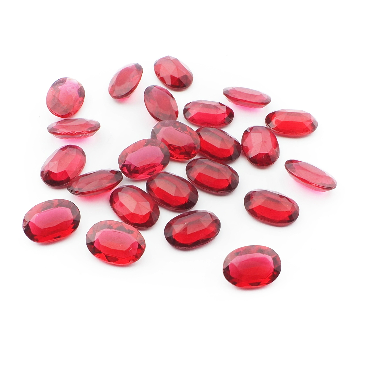 Lot (23) Czech vintage cranberry pink red oval glass rhinestones 11x8mm