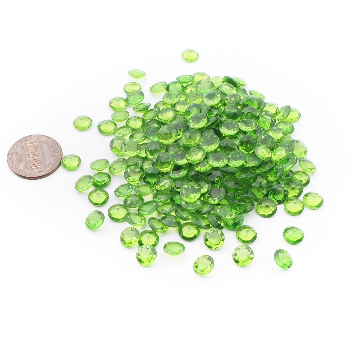 Lot (200) Czech vintage green round glass rhinestones 7mm
