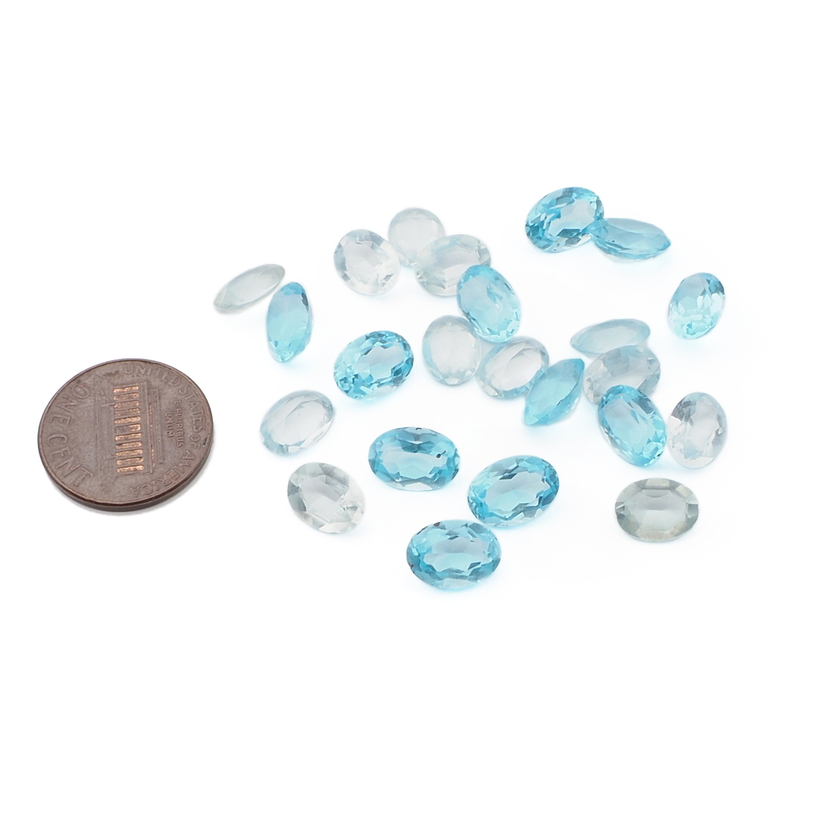 Lot (23) Czech vintage clear blue oval glass rhinestones 9/10mm