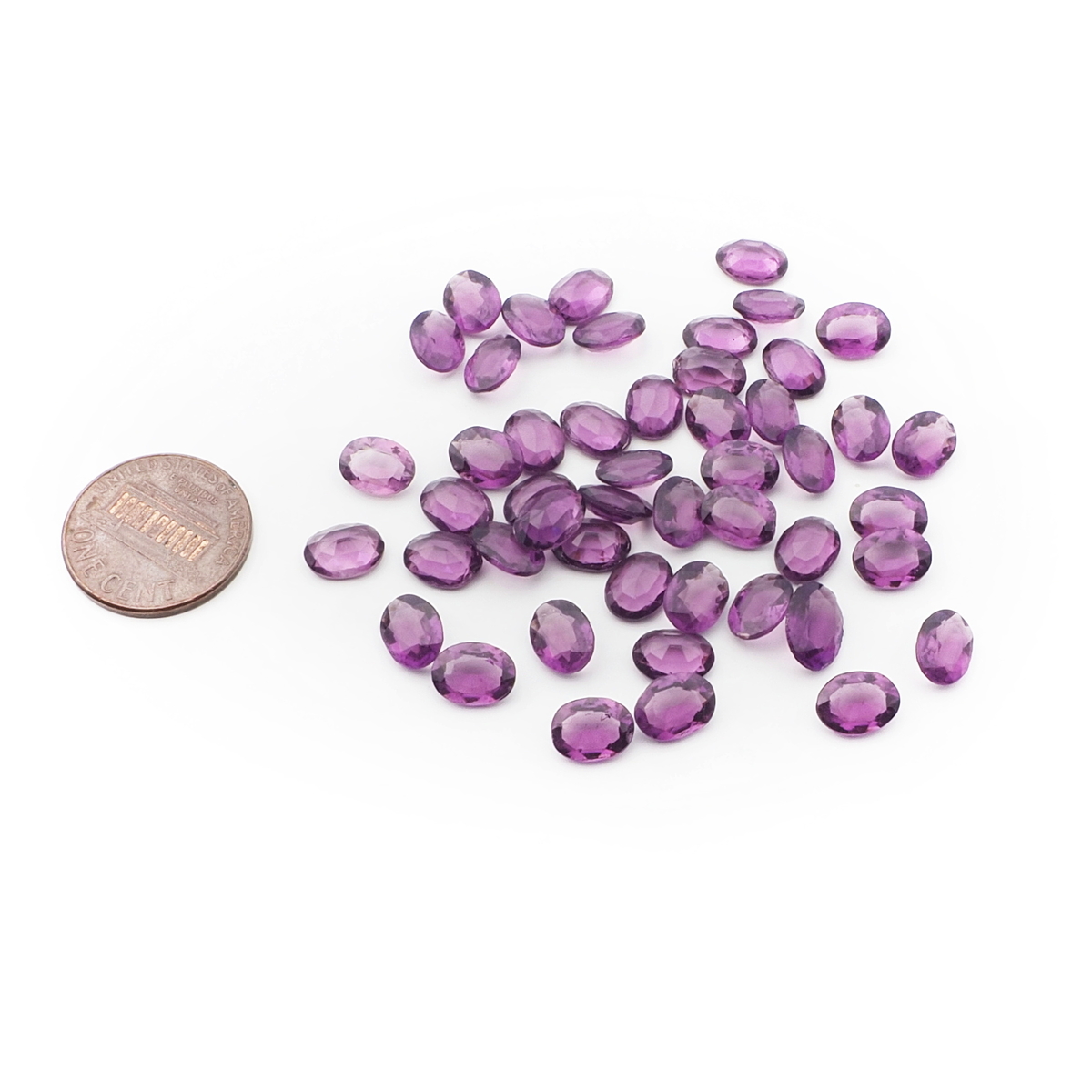 Lot (48) Czech vintage purple oval glass rhinestones 8/9mm