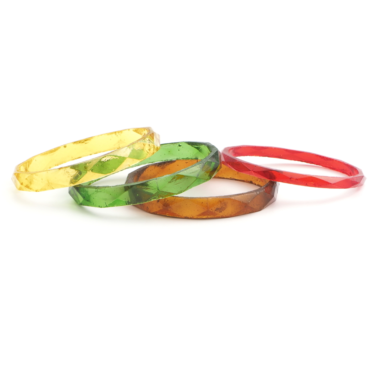 Lot (4) Antique Czech faceted glass bangles rings 65mm