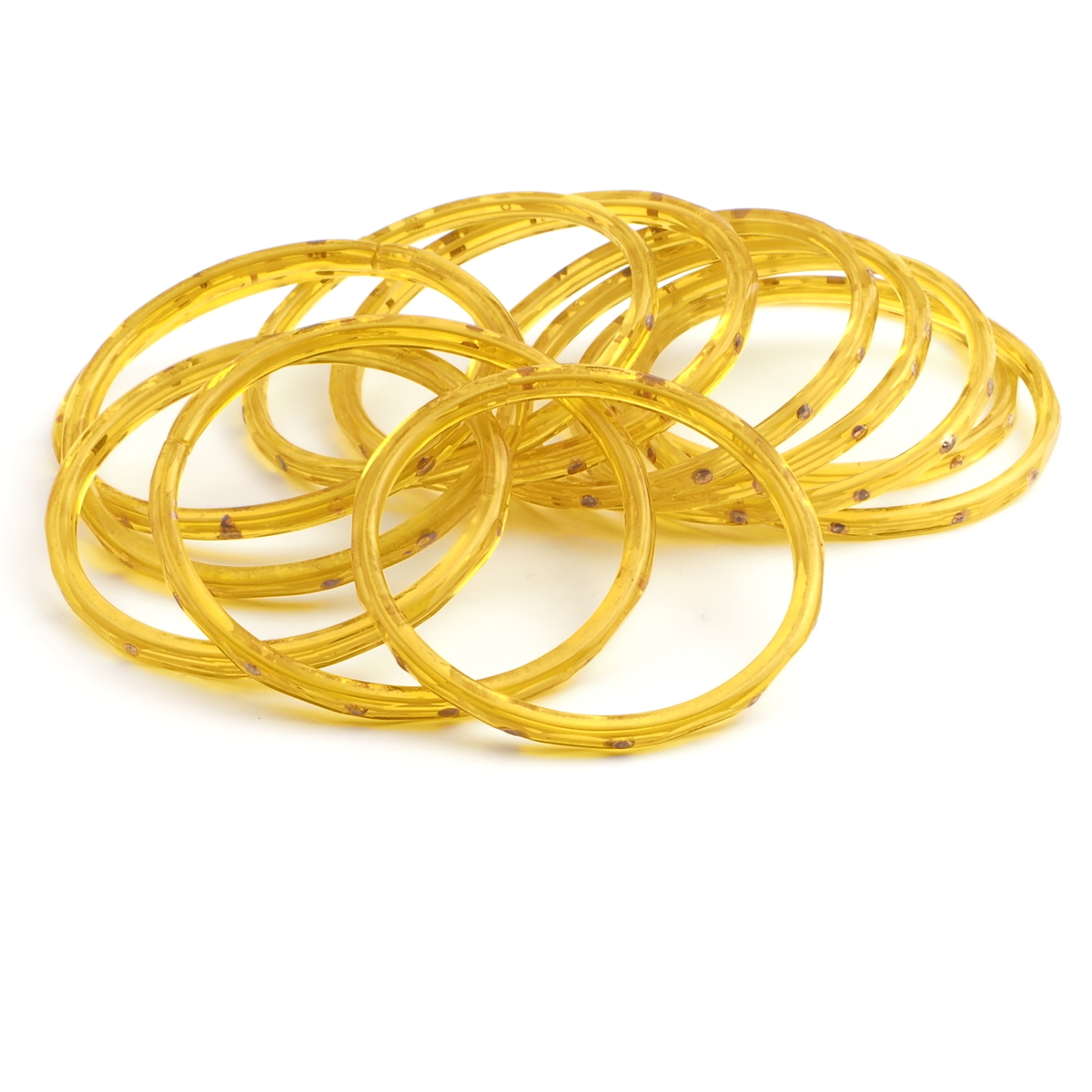 Lot (12) antique Czech gold gilt white striped golden yellow bicolor glass bangles rings